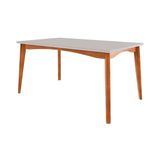 Mesa De Sala Jantar Monalisa 160 Cm C/ Tampo Madeirado C/ Vidro Natural - Nesher