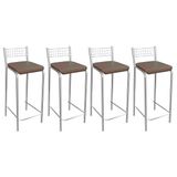 Banqueta Sala De Jantar Gênova 1b705cr 4 Un Cromado/courano Marrom - Kappesberg