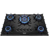 Cooktop Tripla Chama Itatiaia Itamaster 5 Bocas Vidro Temperado Preto Bivolt