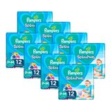 Kit 96 Fraldas Pampers para Água Splashers Baby Shark P-M