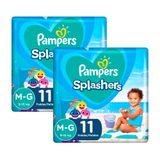 Kit 22 Fraldas Pampers para Água Splashers Baby Shark M-G