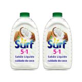 Kit 2 Lava-Roupas Líquido Surf 5 em 1 Cuidado do Coco 3l