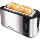 Elite Gourmet Ect-3100 Maxi-matic 4 Fatia Longa Torradeira Com Slot Extra Wide Para Pão, Croissants E Pães, Reaqueciente, Cancelamento E Descongelado