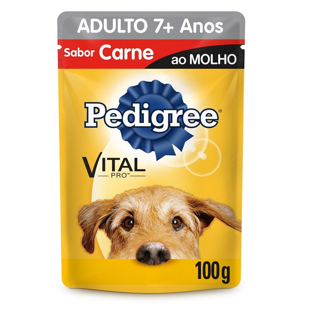 Ração Cachorro Pedigree +7 Anos Carne Sachês 100g