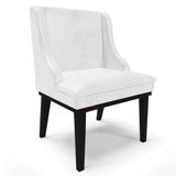 Cadeira Estofada Para Sala De Jantar Base Fixa De Madeira Preto Lia Sintético Premium Branco - Ibiza