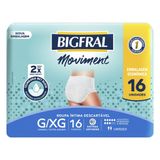 Fralda Geriátrica Bigfral Roupa Íntima Moviment Nova G/xg 16 Unidades