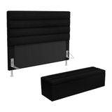 Cabeceira Atlas E Calçadeira Baú Ursa 195 Para Cama King Z-005 Sued Preto Aradecor