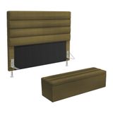 Cabeceira Atlas E Calçadeira Baú Ursa 195 Para Cama King Z-006 Sued Capuccino Aradecor