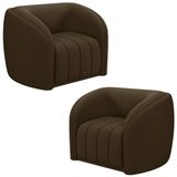Kit 2 Poltronas Decorativa Para Sala 112cm Meris M22 Veludo Marrom - Mpozenato