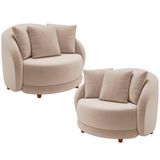 Kit 2 Poltronas Decorativa Para Sala Pés Madeira Kaly M22 Veludo Bege - Mpozenato