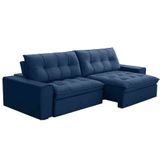 Sofá Retrátil Reclinável 3 Lugares 250cm Argon F05 Veludo Azul - Mpozenato