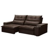 Sofá Retrátil Reclinável 3 Lugares 230cm Moritz F05 Veludo Marrom - Mpozenato