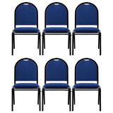 Kit 6 Cadeiras Hoteleiras Auditório Empilhável Linho M23 Azul - Mpozenato
