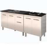 Balcao Pia 120cm E Cooktop 4 Bocas Branco Mobbs