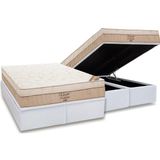 Cama Box Baú Queen: Colchão Molas Bonnel Ortobom Nanolastic Elegant  + Base Crc Courano White(158x198)