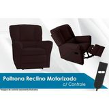 Poltrona Reclinável Motorizada P/ Sala Da Vinci Malbec Zero Wall   Giro E Balanço Suede Marrom Escuro - Probel