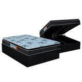 Cama Box Baú Queen: Colchão Anatômico Probel D28 Guarda Costas Premium Multi Firme + Base Crc Suede Black(158x198)