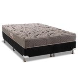 Cama Box Queen: Colchão Anatômico Herval Ag65 Firme Fort + Base Crc Suede Black(158x198)