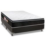 Cama Box Casal: Colchão Espuma D33 Castor  Black E White + Base Crc Suede Black(138x188)