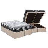 Cama Box Baú Queen: Colchão Anatômico Probel D28 / Ep Guarda Costas Prómiddle Plus + Base Crc Suede Clean(158x198)