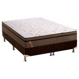 Cama Box Queen: Colchão Espuma Probel Visco Gel New Visco Guarda Costas + Base Crc Suede Brown(158x198)