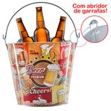 Balde De Gelo Para Cerveja Estampado Em Metal Galvanizado 4,8 Litros