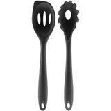 Kit Conjunto Utensílios De Cozinha 2 Peças Em Silicone Preto