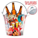 Balde De Gelo Para Cerveja Estampado Em Metal Galvanizado 4,8 Litros