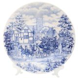 Prato Decorativo Cerâmica Cena Inglesa Com Suporte Transparente Para Mesa 22cm