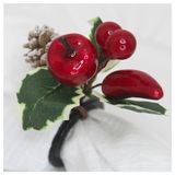 Kit 6 Porta Guardanapo Natalino Com Frutas Vermelhas E Pinhas