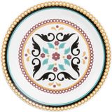 Kit 8 Pratos De Sobremesa Floreal Luiza Oxford® Cerâmica 20 Cm