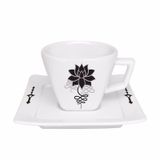 Kit 12 Xícaras Cafézinho Lotus Oxford® Porcelana 75ml