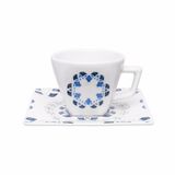 Kit Conjunto 10 Xícaras Cafézinho Babet Oxford® Porcelana Estampada 75ml