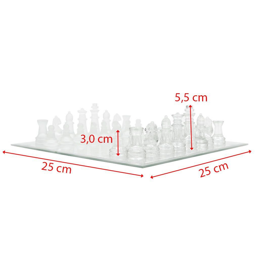 Jogo De Xadrez Tabuleiro De Vidro Luxo 25 X 25CM