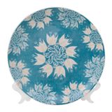 Prato Decorativo Porcelana Etnia Com Suporte Transparente Para Mesa 21cm