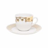 Kit 10 Xícaras Cafézinho Coup Golden Oxford® Porcelana Borda Em Ouro 75ml