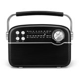 Rádio Usb Portátil Preto Recarregável Por Indução Solar