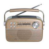 Rádio Usb Portátil Dourado Recarregável Por Indução Solar