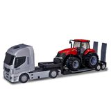 Brinquedo Trator Coleção Magnum 340 Caminhão Plataforma Iveco Hi Way Case Agriculture Cinza