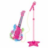 Guitarra Infantil Com Microfone Pedestal - Rock Show - Rosa - Dm Toys