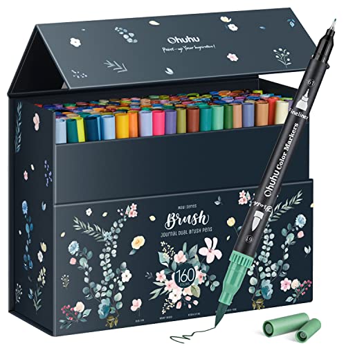 Marcadores Ohuhu para livros de colorir adulto: 100 cores Dual Br