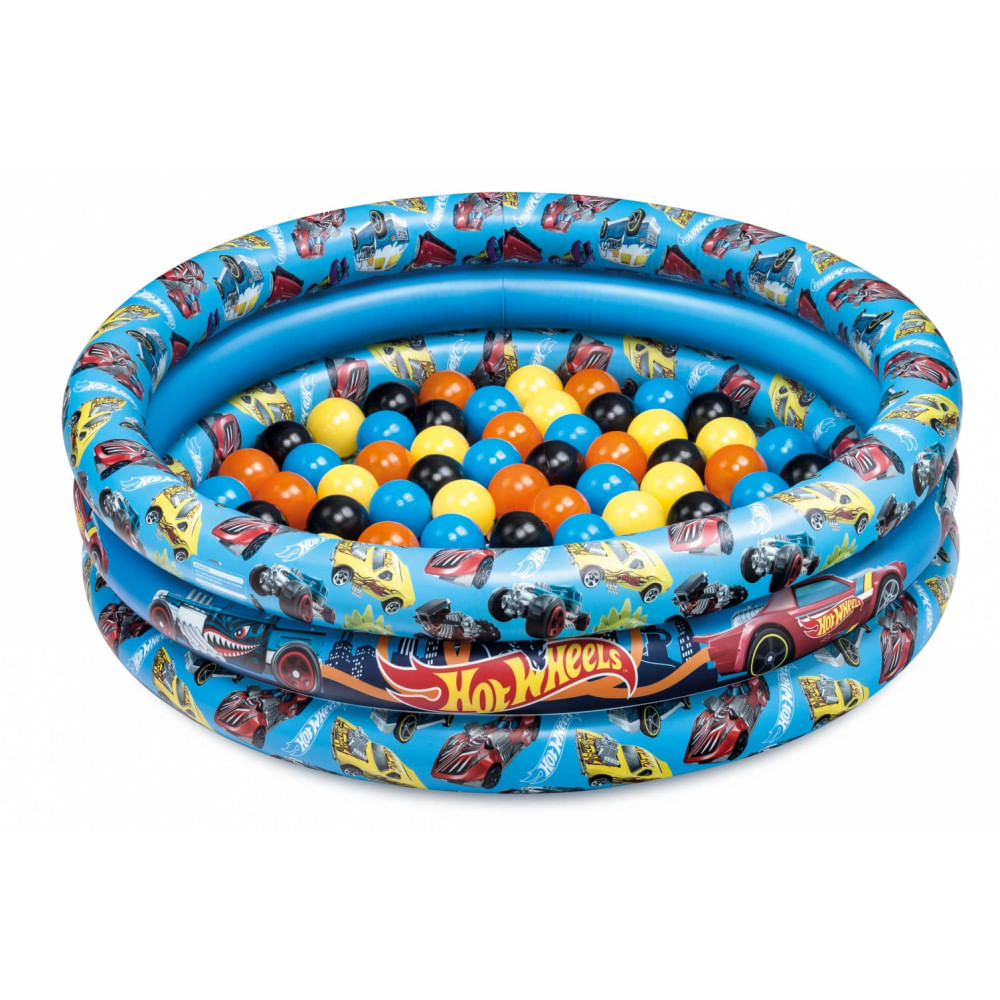 Piscina Infantil Inflavel 2 Em 1 Com Bolinhas 180l Hot Wheels Fun