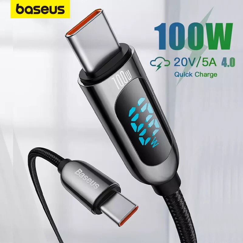 Baseus Usb Tipo C Para Usb C Cabo 100w/5a Pd Carregamento Rápido Ch