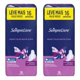 Kit 2 Absorventes Externo Sempre Livre Adapt Plus Noite E Dia Com Abas 16 Unidades