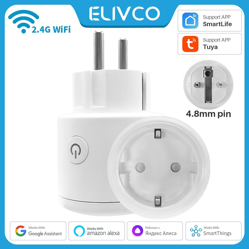 Smart Plug Wifi Socket Eu 20a Com Monitor De Energia Func Timing