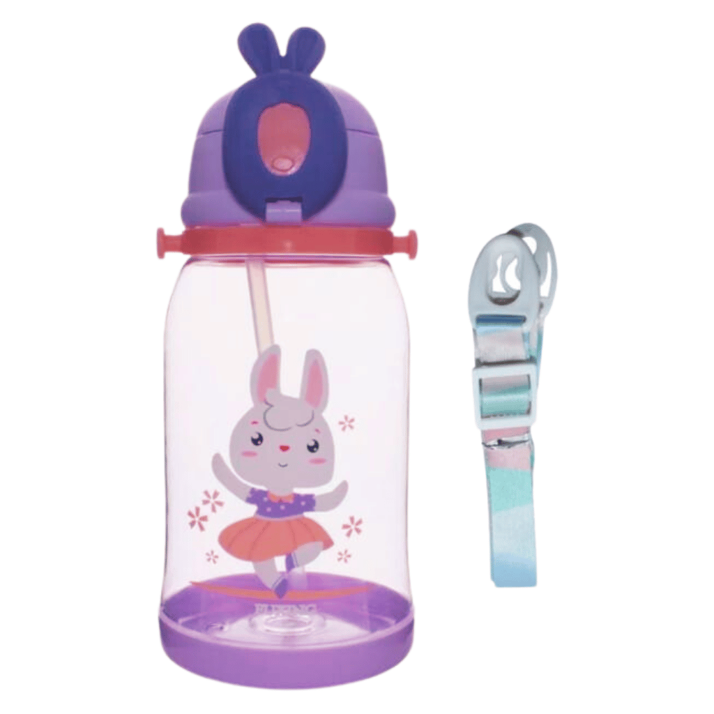 Garrafa Infantil Plástico 600ml P/ Agua Sucos Canudo E Alça