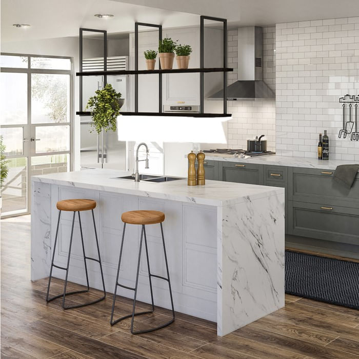 Kit 2 Banqueta E Prateleira Teto Peroba Preto Aurum Dhom