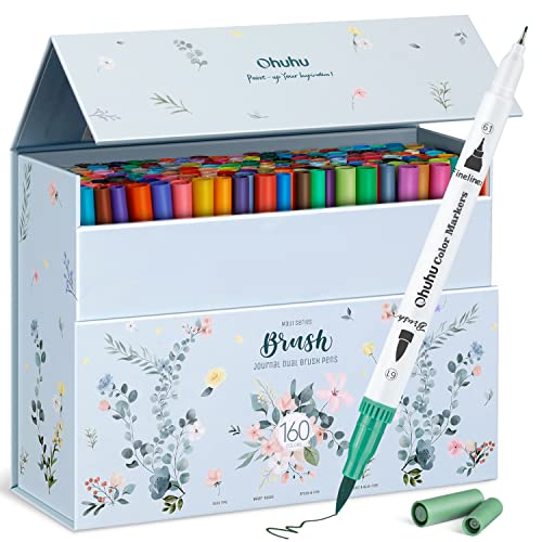 Marcadores Ohuhu para livros de colorir adulto: 100 cores Dual Br