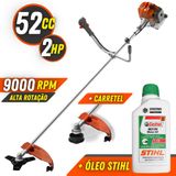 Roçadeira Profissional Lateral Tekna Rl520acn-tk Á Gasolina 2 Tempos 52cc 2hp De Potência 9000rpm Alta Performance E Alta Rotação + Óleo Stihl 2t