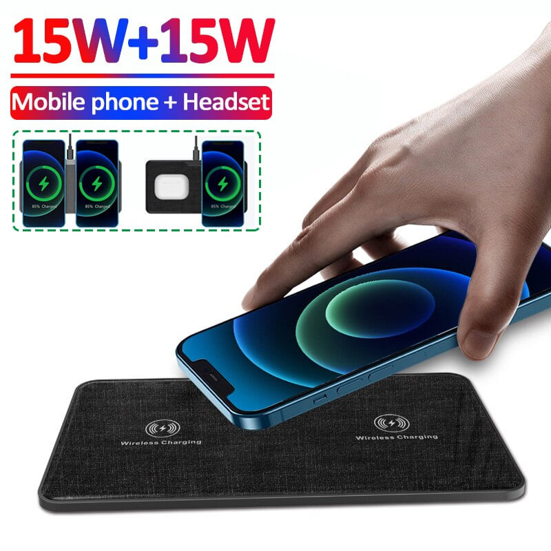 30w Dual 15w Wireless Charger Pad Para Iphone 14 13 12 11 Pro